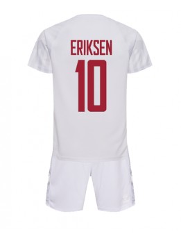 Dänemark Christian Eriksen #10 Auswärts Trikotsatz für Kinder WM 2022 Kurzarm (+ Kurze Hosen)